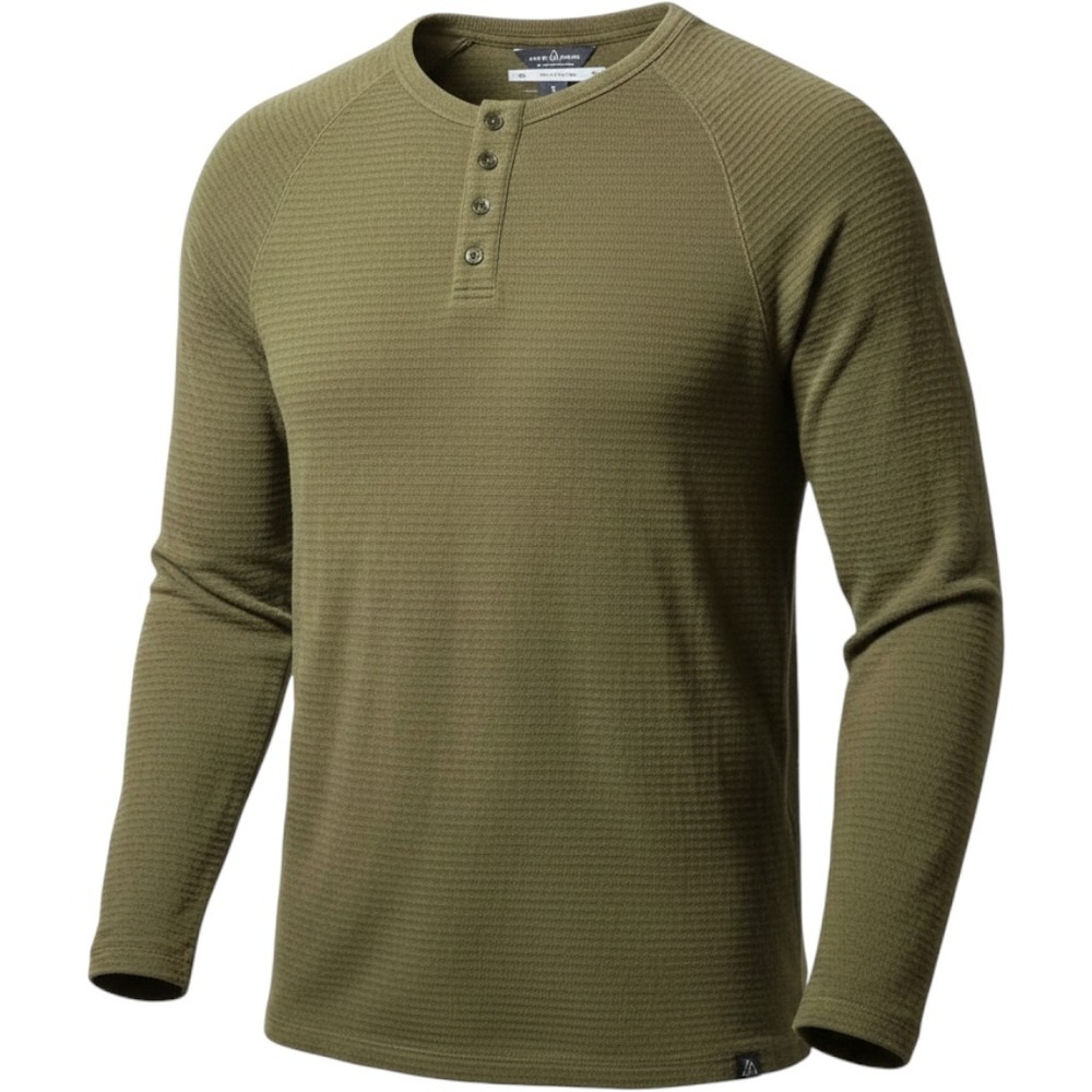Alpine Design Mountain Textured Henley Olive Military Sweater Shirt Mens XL